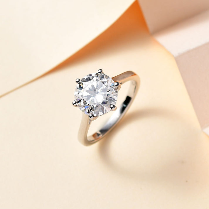 Moissanite Solitaire Ring in Sterling Silver with Platinum Overlay 7761689 2