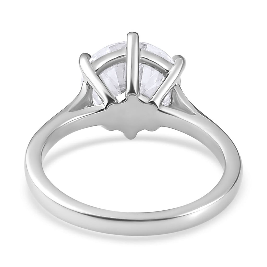 D'Joy - Moissanite Solitaire Ring in Platinum Overlay Sterling Silver 5.17 Ct._7761689_4