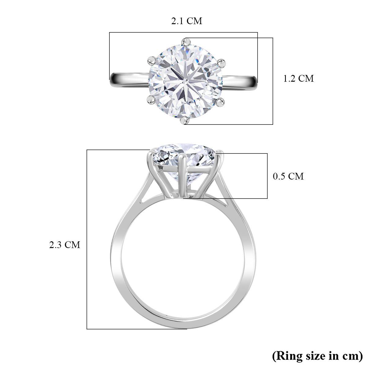 Moissanite Solitaire Ring in Sterling Silver with Platinum Overlay 7761689 6