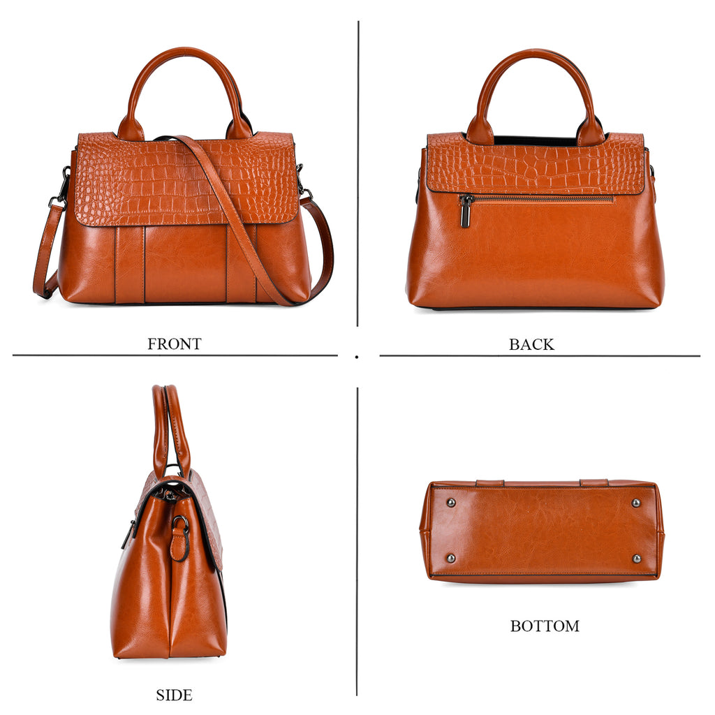 Designer Inspired - 100% Genuine Leather Crossbody Bag with 2 Long Shoulder Strap - Tan_7761897_3