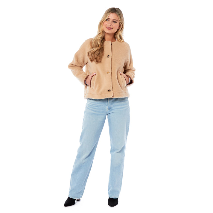 Charlotte West Faux Shearling Jacket (Size 16) - Oatmeal 7761979 1