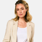 EMRECO Tailored Linen Open Front Blazer (Size 12) - Stone_7762898