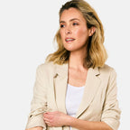 EMRECO Tailored Linen Open Front Blazer (Size 12) - Stone_7762898_1