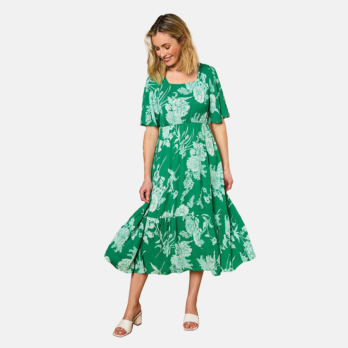 Emreco Short Sleeve Floral Print Midi dress V32575754 0