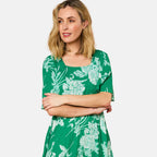 Emreco 100% Viscose Short Sleeve Floral Print Midi Dress (Size 12) - Emerald_7762977_2