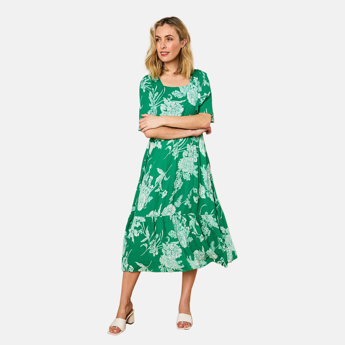 Emreco Short Sleeve Floral Print Midi dress V32575754 3