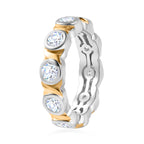 Moissanite Bubble Band Ring in 18K YG Vermeil & Platinum Plated Sterling Silver 2.45 Ct, Silver Wt. 5.38 Gms_7763482_3