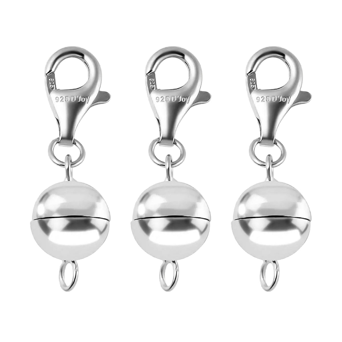 Set of 3 Sterling Silver Magnetic Clasps with Platinum Overlay 7763775 0