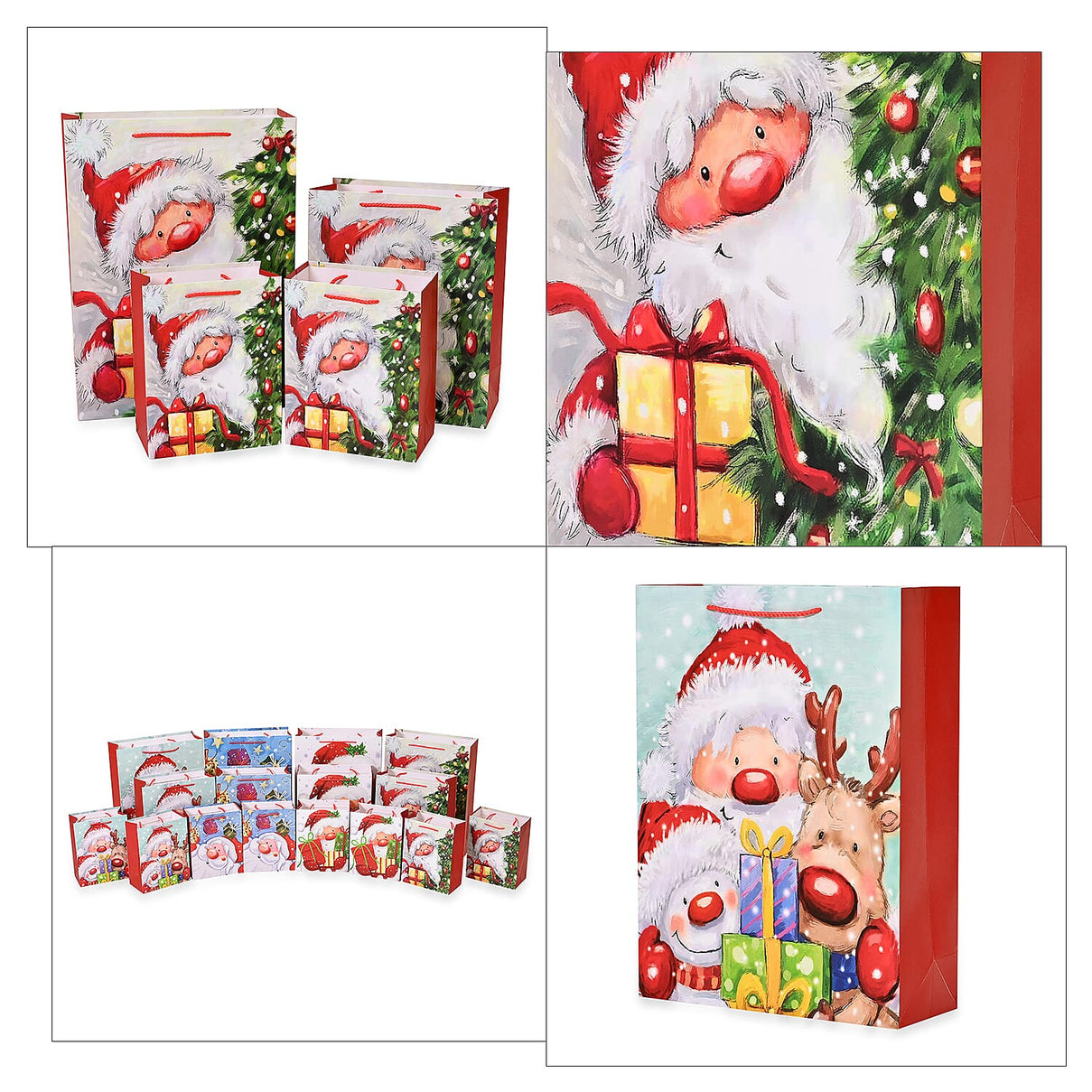 Christmas Gift Bags Set of 16 Style: Santa Claus with Reindeer,  Christmas Tree &amp; Gift. 7765755 4