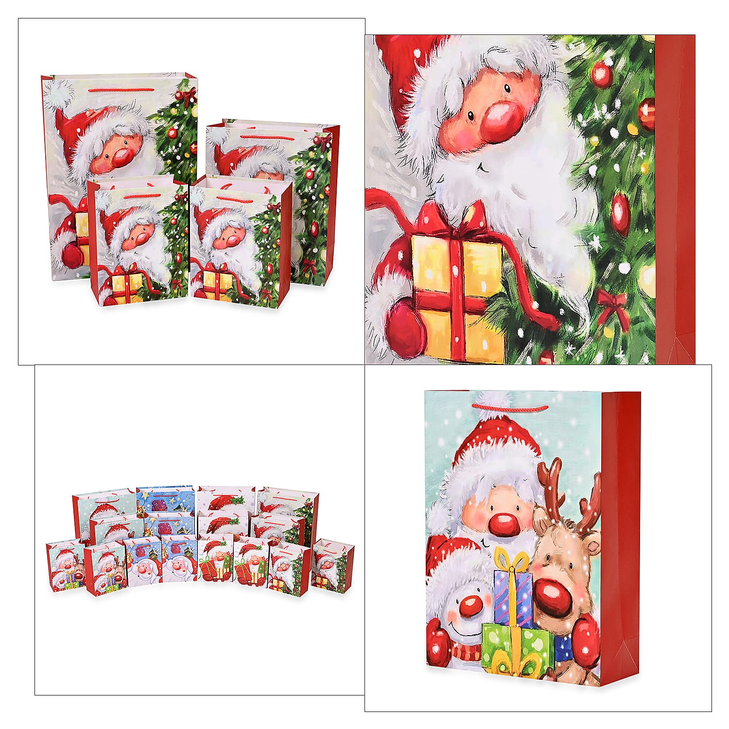 Christmas Gift Bags Set of 16 Style: Santa Claus with Reindeer,  Christmas Tree &amp; Gift. 7765755 4