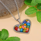 Multi Color Murano Glass  Necklace (Size - 24) Pure White Stainless Steel  0.01 ct  0.010  Ct.