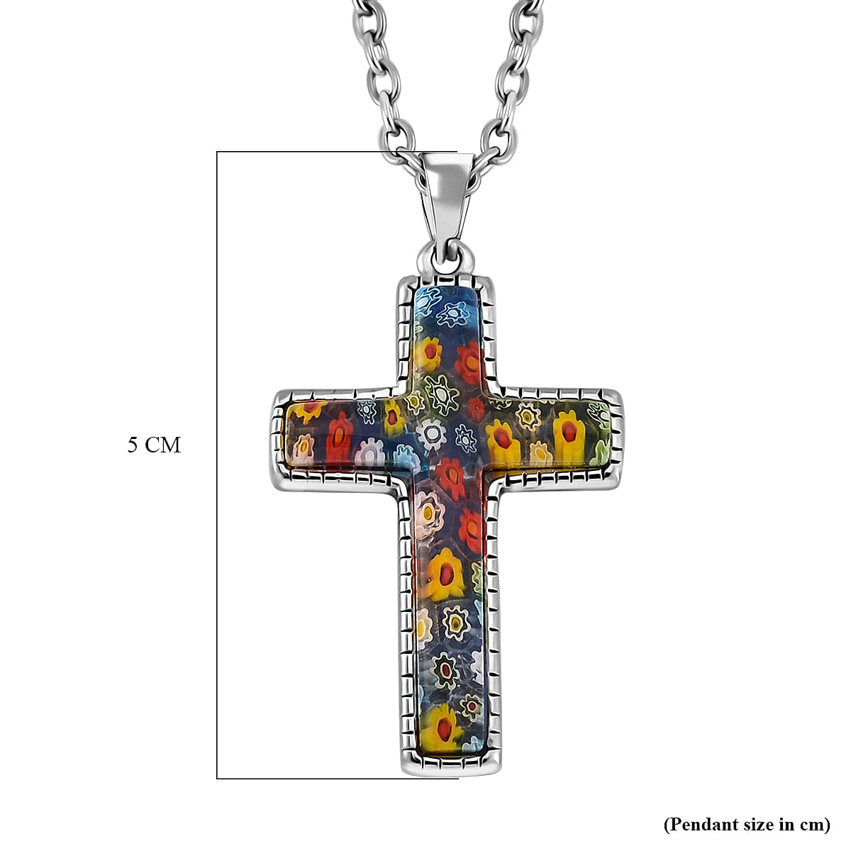 Multi Colour Murano Style Glass Stainless Steel Necklace (Size 24) 7766373 6