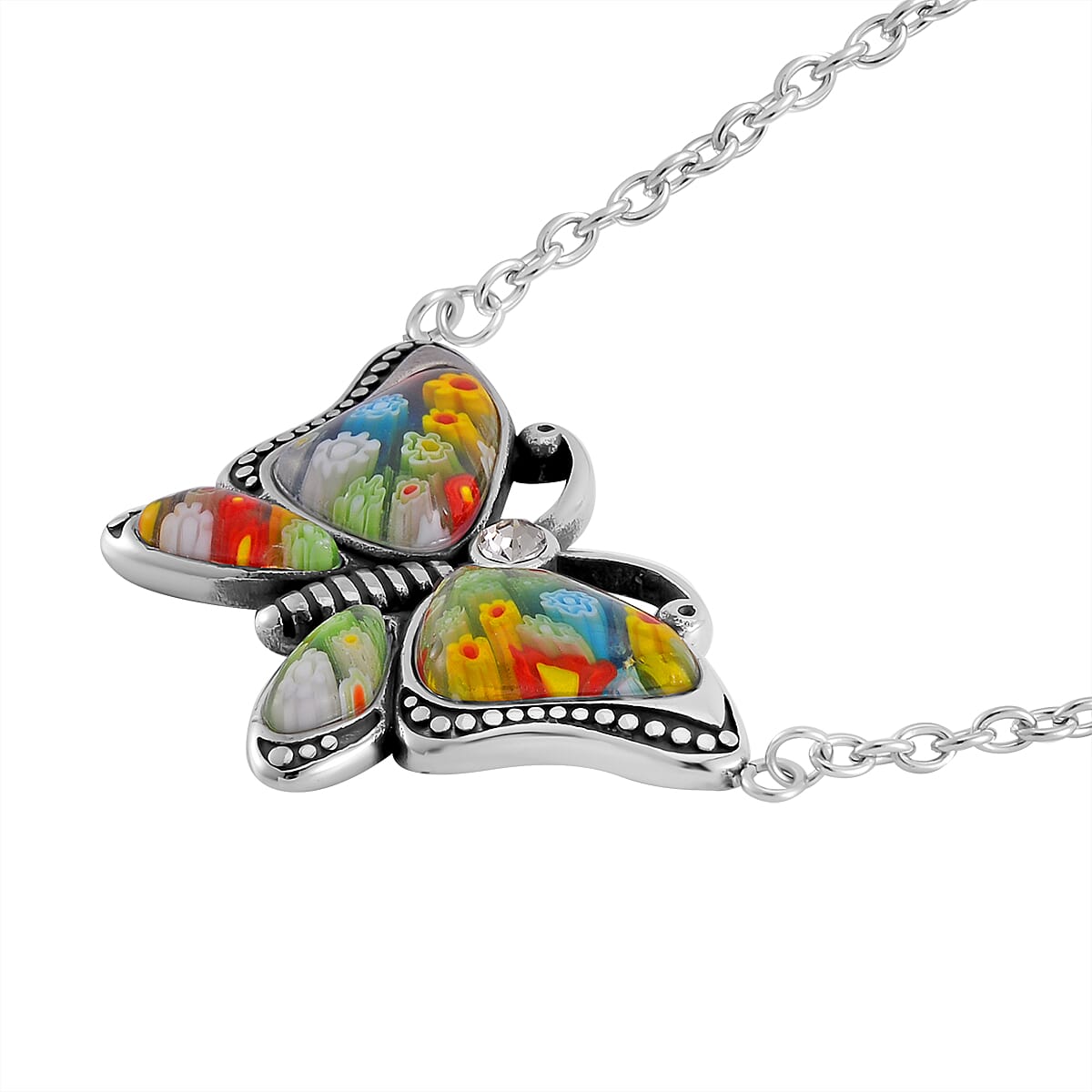 Multi Color Murano Glass Necklace Pure White Stainless Steel 0.010 Ct 7766375 4