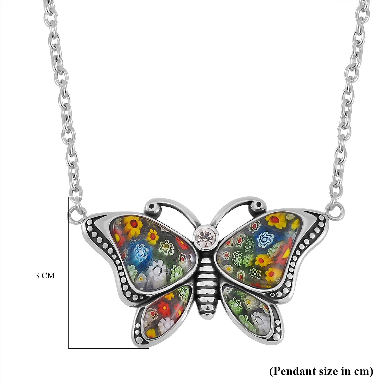 Multi Color Murano Glass Necklace Pure White Stainless Steel 0.010 Ct 7766375 7
