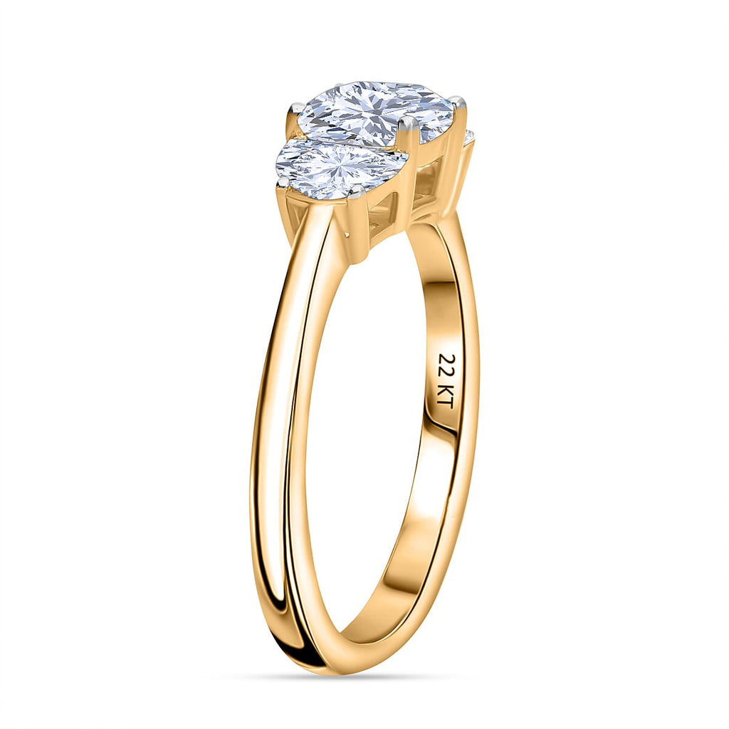 Luxuriant Diamond 22K Yellow Gold IGI Certified (VS1-D) Lab Grown Diamond (1 Ct) Center Ring 1.50 Ct.