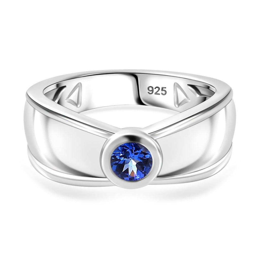 D'Joy AAA Tanzanite Solitaire Ring in Platinum Overlay Sterling Silver_7767036