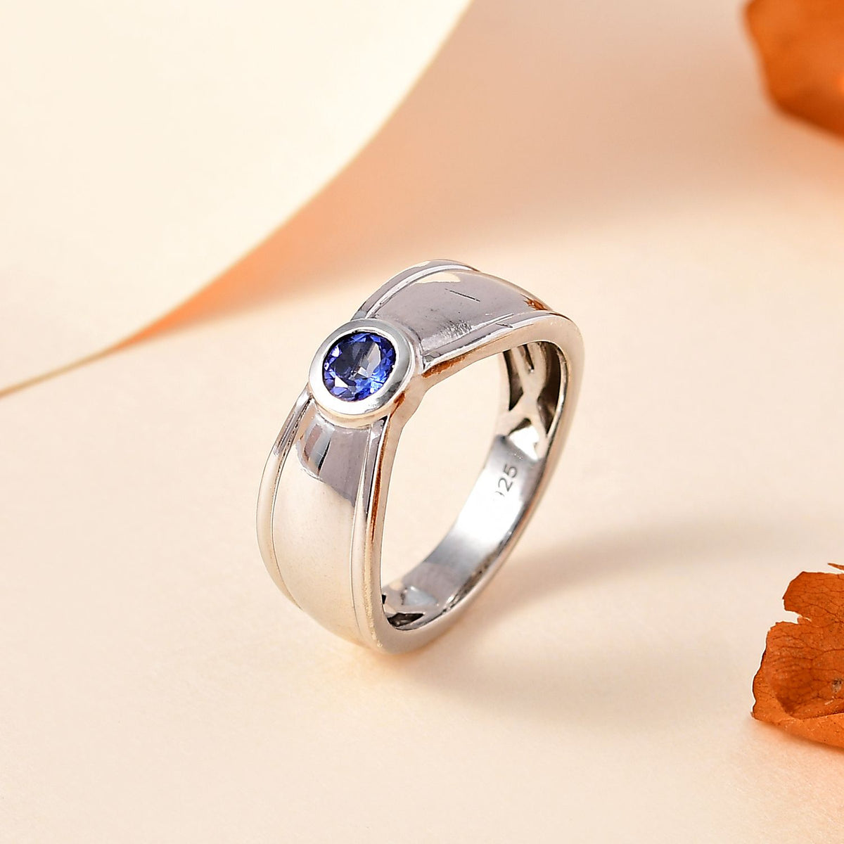 AAA Tanzanite Solitaire Ring in Platinum Overlay Sterling Silver 7767036 2