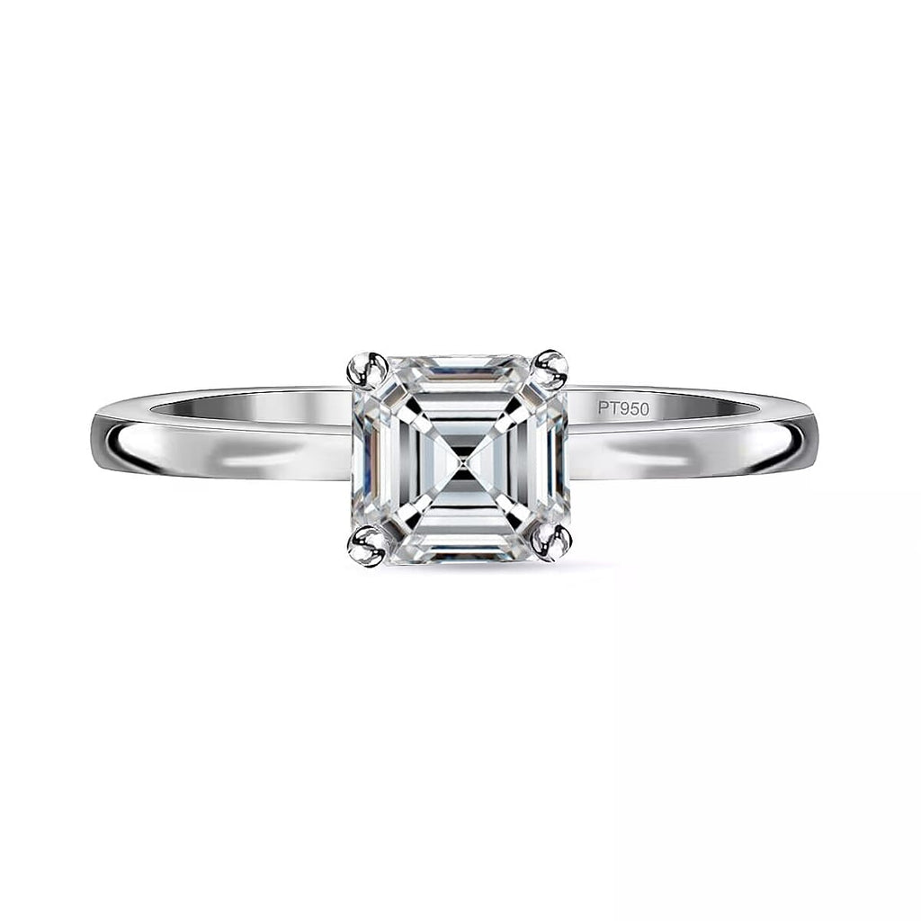 950 Platinum IGI Certified (VS-D) Square Emerald Cut Lab Grown Diamond Solitaire Ring 1.01 Ct.