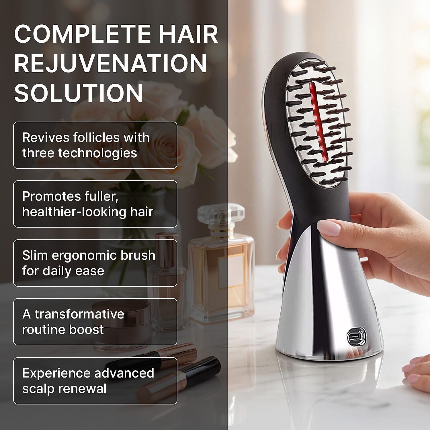 Clearance Price Lunamour LaserBoost- Advanced RF, Sonic Vibration, LL-Laser Hair Growth Brush - Lifetime Warranty 7767238 2