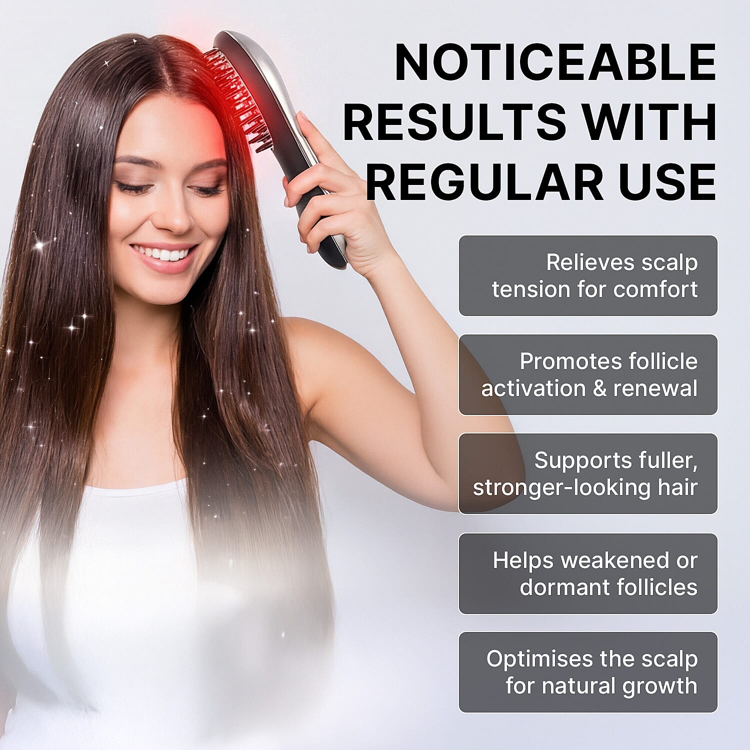 Clearance Price Lunamour LaserBoost- Advanced RF, Sonic Vibration, LL-Laser Hair Growth Brush - Lifetime Warranty 7767238 4