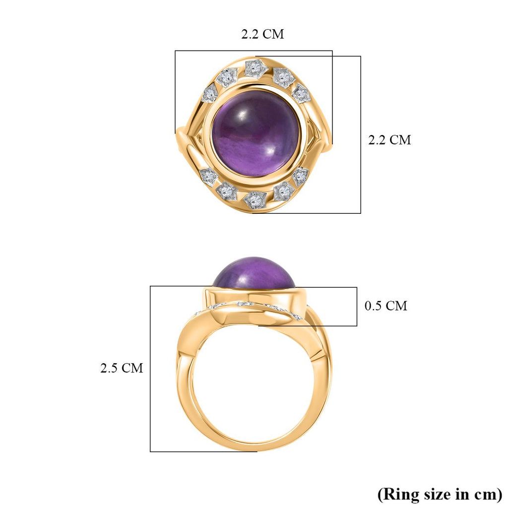 GP Celestial Dream Collection - Amethyst & Natural Zircon Ring in 18K Vermeil YG Plated Sterling Silver 7.37 Ct, Silver Wt. 6.90 Gms_7767425_5
