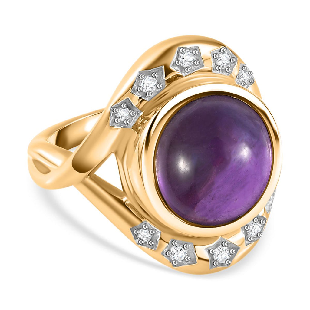 GP Celestial Dream Collection - Amethyst & Natural Zircon Ring in 18K Vermeil YG Plated Sterling Silver 7.37 Ct, Silver Wt. 6.90 Gms_7767426