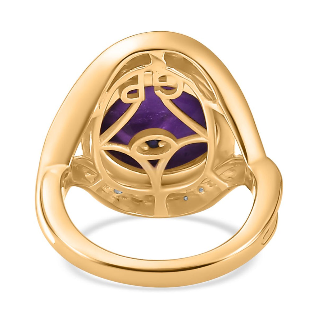 GP Celestial Dream Collection - Amethyst & Natural Zircon Ring in 18K Vermeil YG Plated Sterling Silver 7.37 Ct, Silver Wt. 6.90 Gms_7767426_4