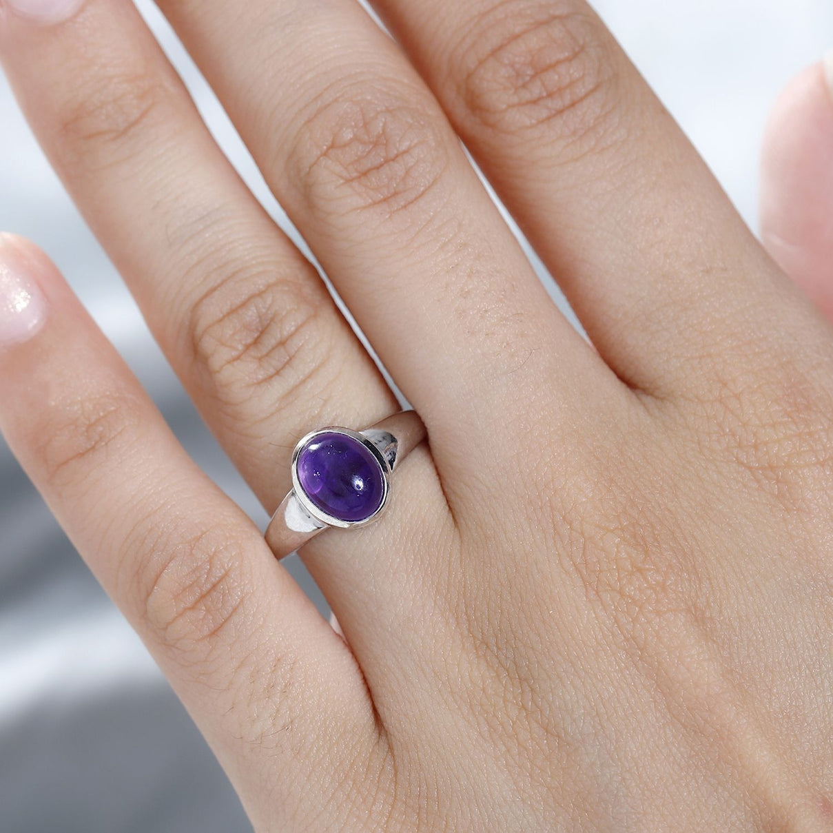 Amethyst Solitaire Ring in Platinum Overlay Sterling Silver 2.14 Ct 7767711 8