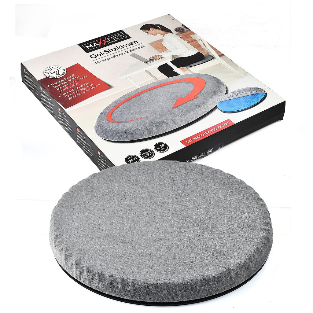 360 Degree Rotating Base Flexible Gel Seat Cushion - Breathable & Washable With Cover._7767872_1