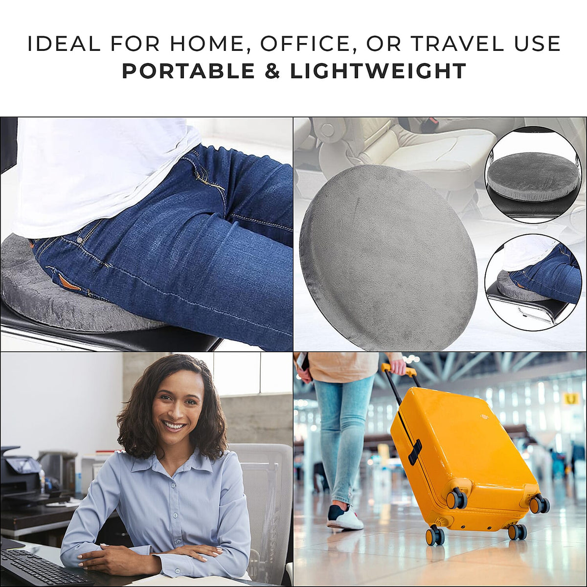 360 Degree Rotating Base Flexible Gel Seat Cushion - Breathable &amp; Washable With Cover. 7767872 4