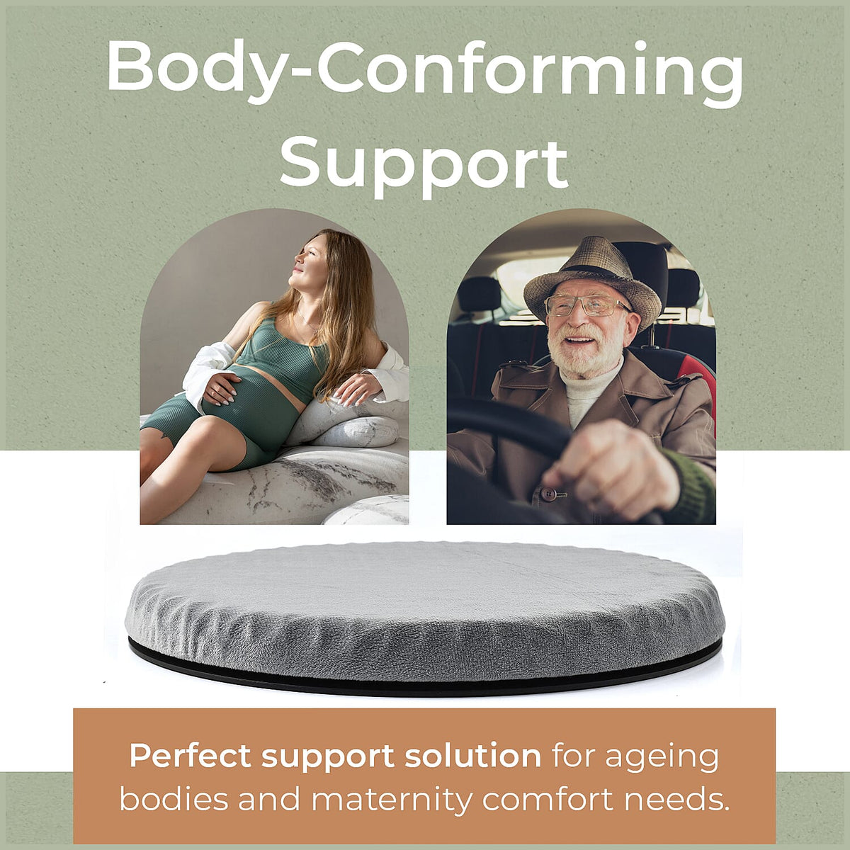 360 Degree Rotating Base Flexible Gel Seat Cushion - Breathable &amp; Washable With Cover. 7767872 5