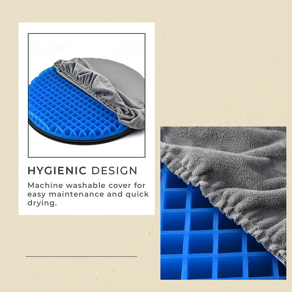 360 Degree Rotating Base Flexible Gel Seat Cushion - Breathable &amp; Washable With Cover. 7767872 6