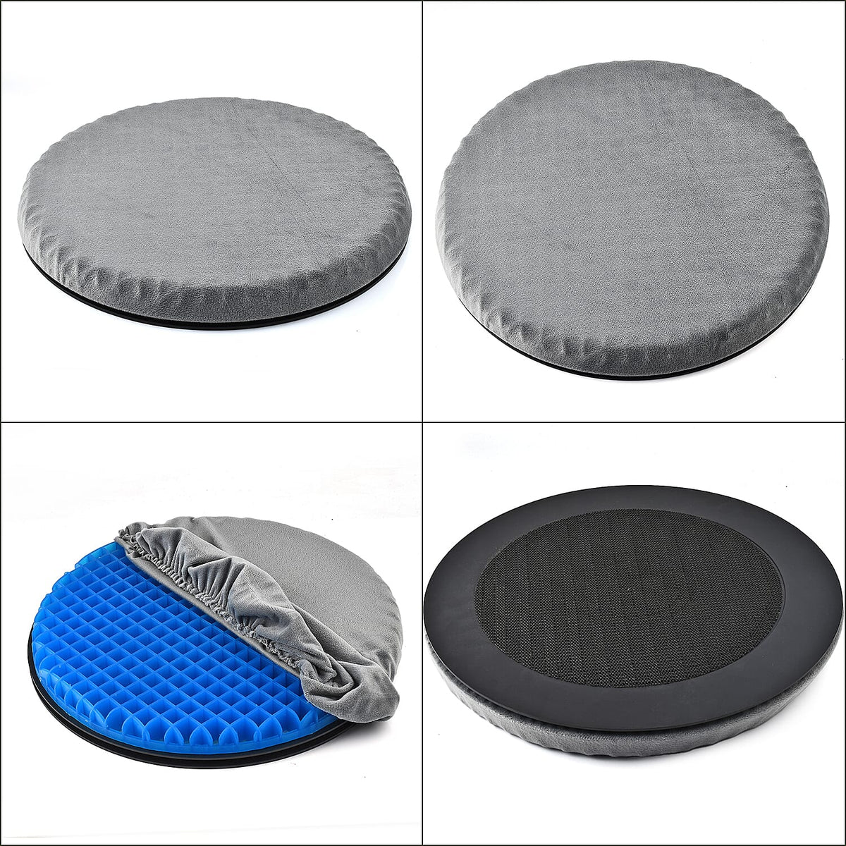360 Degree Rotating Base Flexible Gel Seat Cushion - Breathable &amp; Washable With Cover. 7767872 8