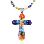 Multi Color Murano Style Glass & Multi Color Crystal Necklace (Size - 20)