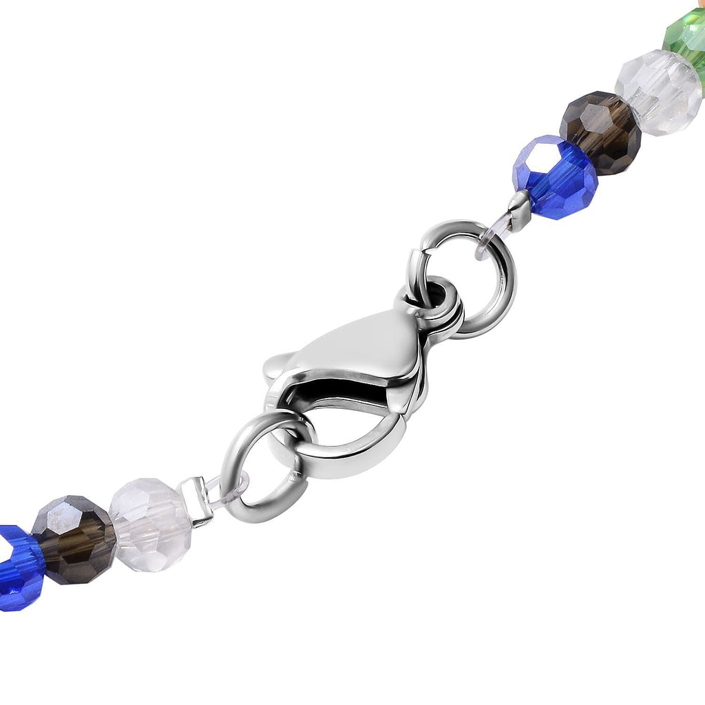 Multi Color Murano Style Glass & Multi Color Crystal Necklace (Size - 20)