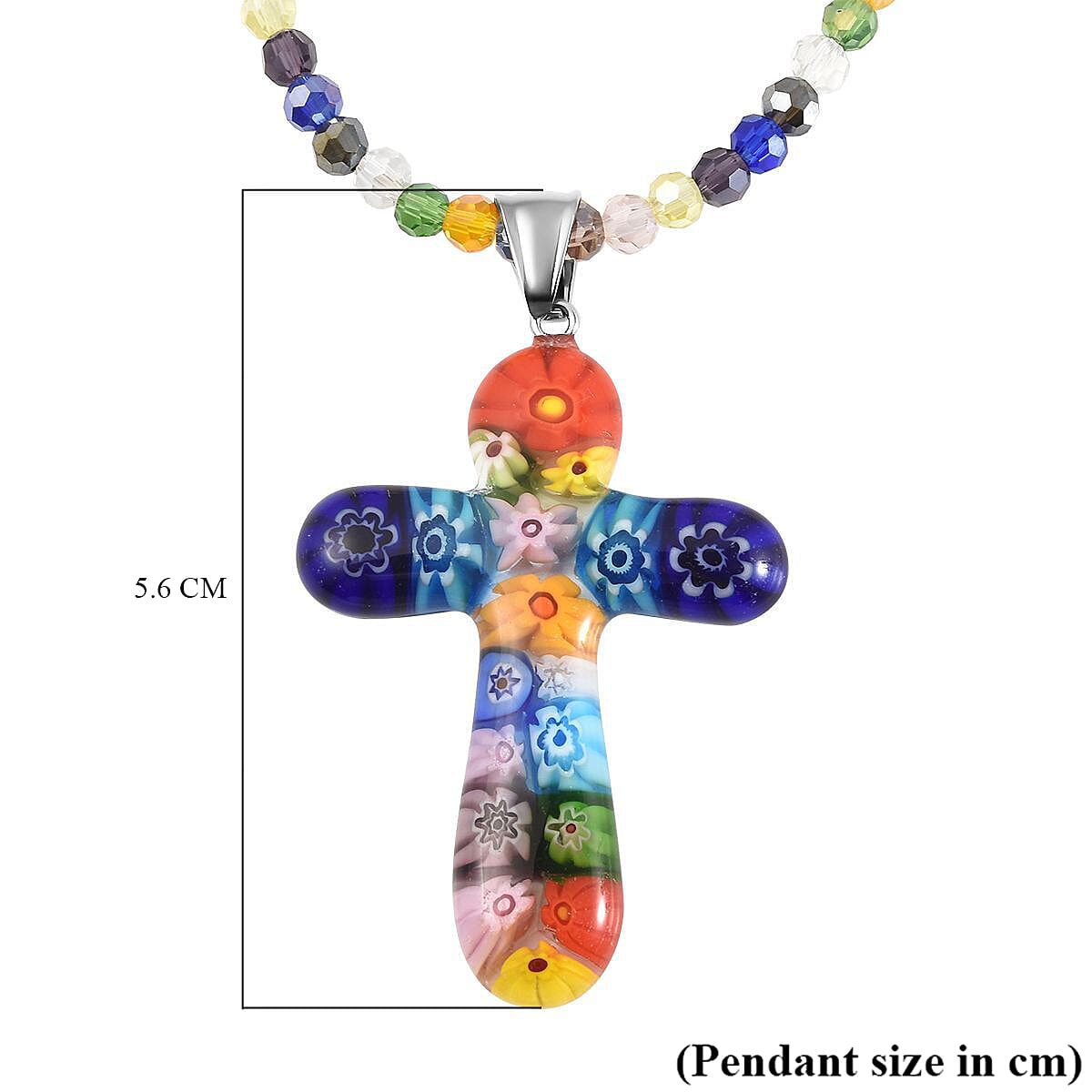 Multi Color Murano Glass , Multi Color Crystal Necklace Pure White Stainless Steel 0.020 Ct 7768347 7