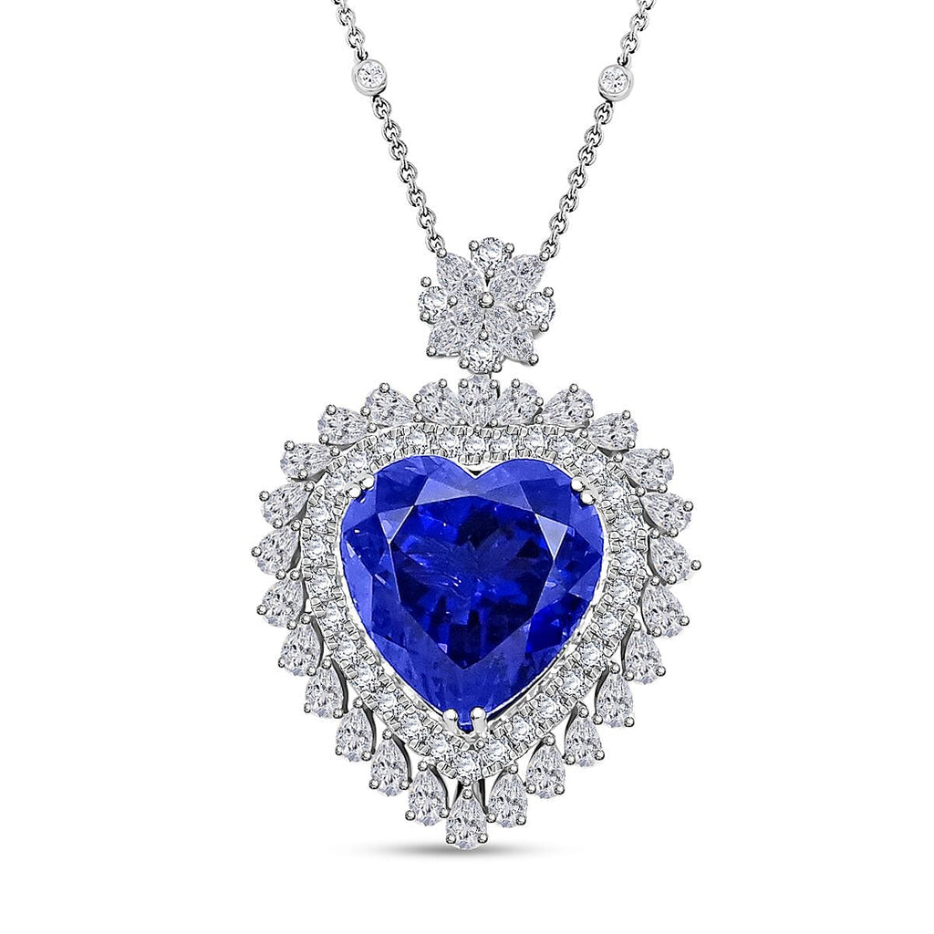 RHAPSODY 950 Platinum AGI Certified AAAA Tanzanite, White Diamond (VS-E-F) Pendant 24.43 ct.