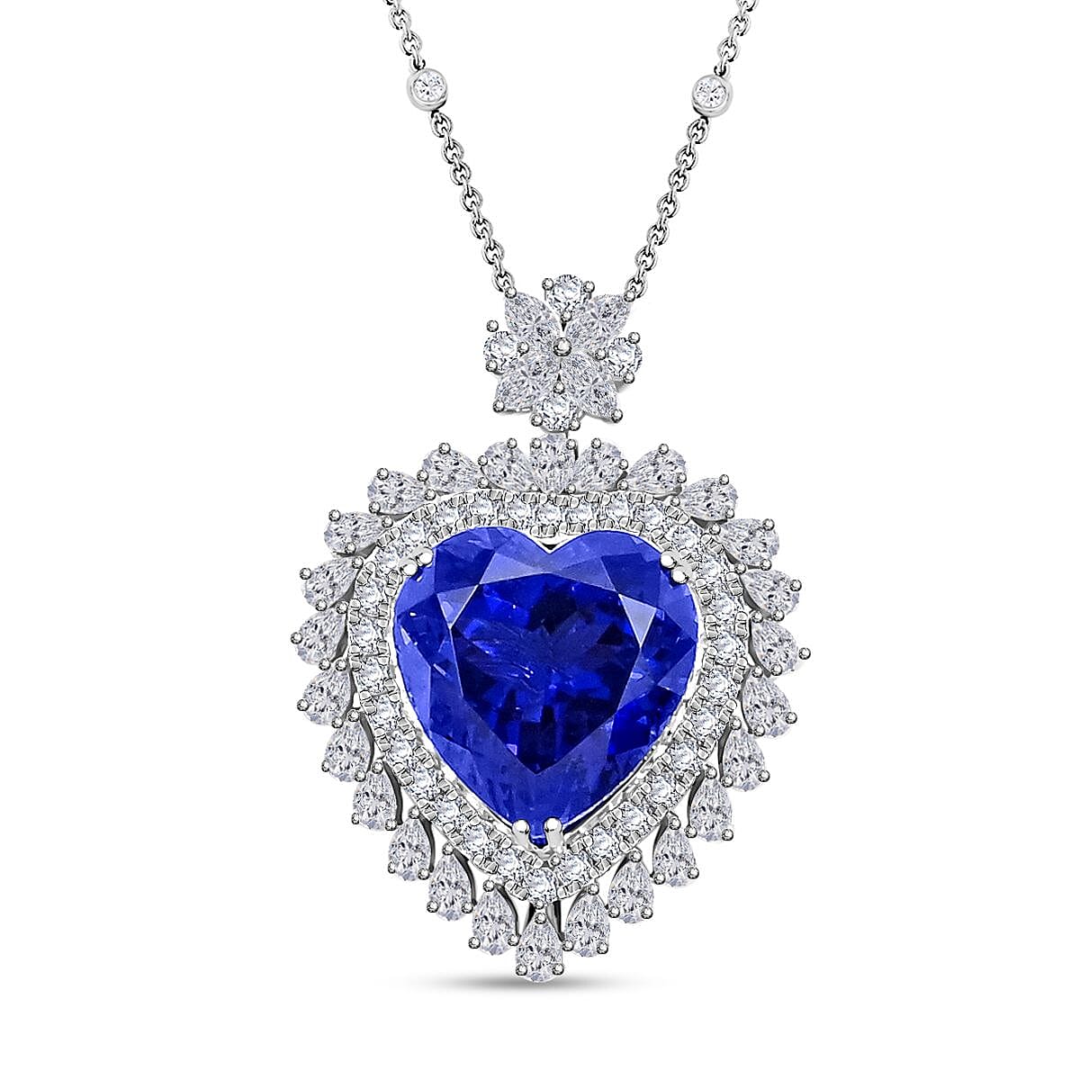 Chairman Vault:AGI Certified Pendant with AAAA  Grade Tanzanite Heart and Diamond Halo in 950 Platinum 7768373 0