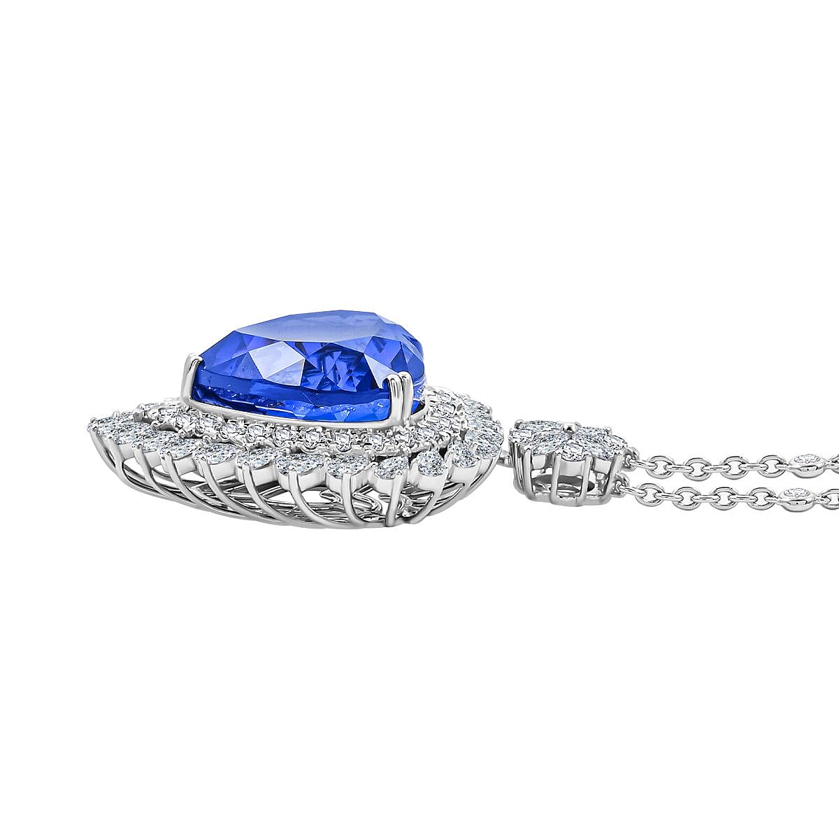 Chairman Vault:AGI Certified Pendant with AAAA  Grade Tanzanite Heart and Diamond Halo in 950 Platinum 7768373 3
