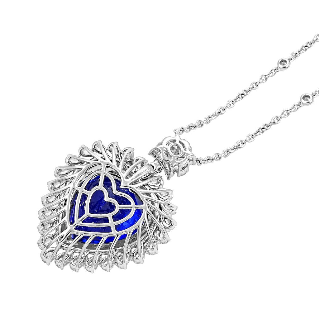 RHAPSODY 950 Platinum AGI Certified AAAA Tanzanite, White Diamond (VS-E-F) Pendant 24.43 ct.