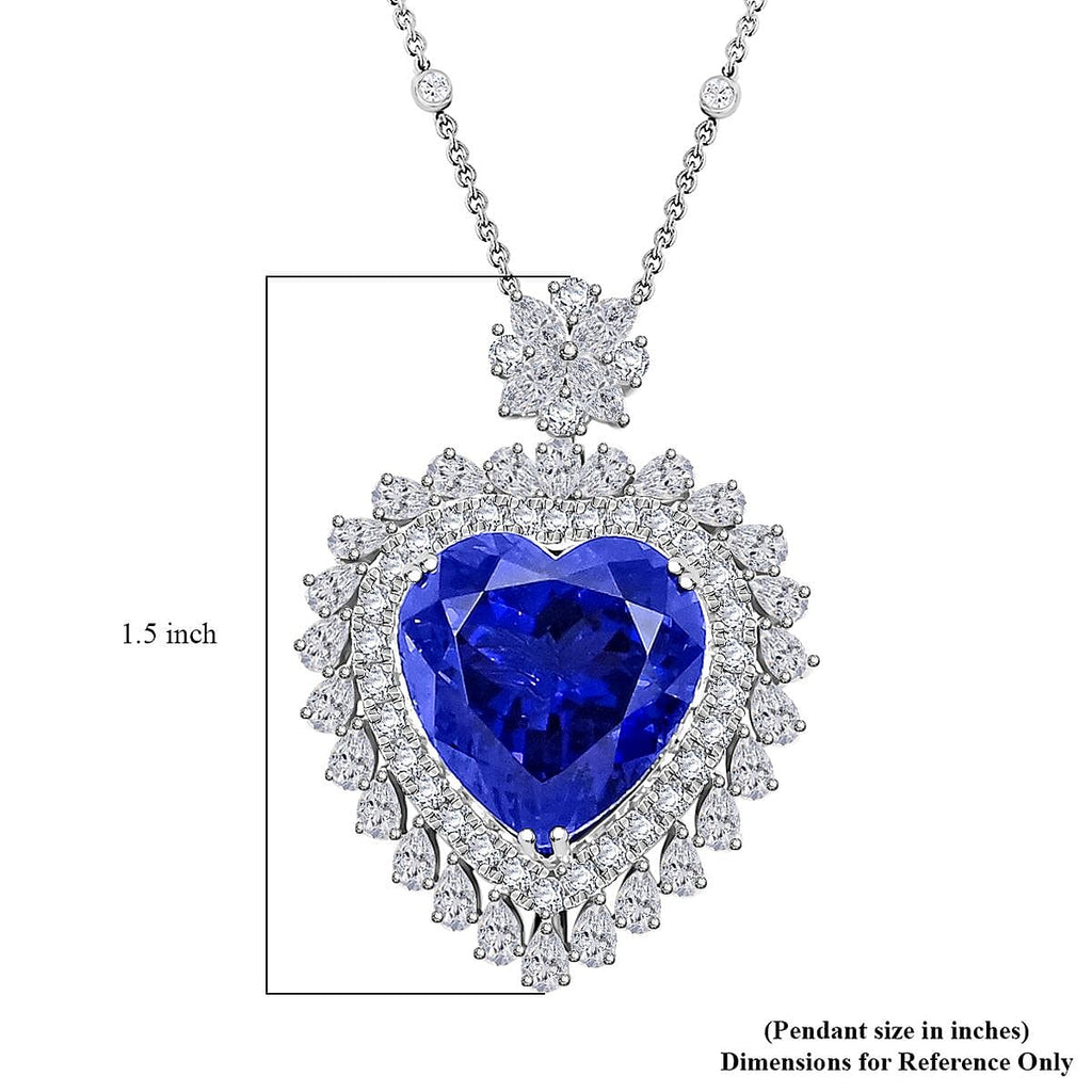 RHAPSODY 950 Platinum AGI Certified AAAA Tanzanite, White Diamond (VS-E-F) Pendant 24.43 ct.