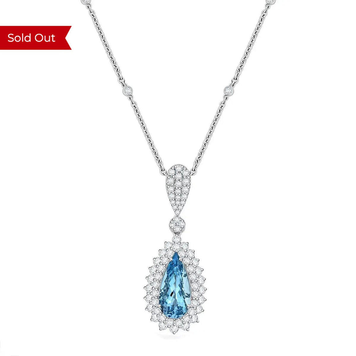 Chairman Vault Collection - Certified and Appraised RHAPSODY 950 Platinum AAAA Santamaria Aquamarine and Diamond Double Halo Teardrop Pendant Necklace 18 Inches 6.51 Ct 7768836 0