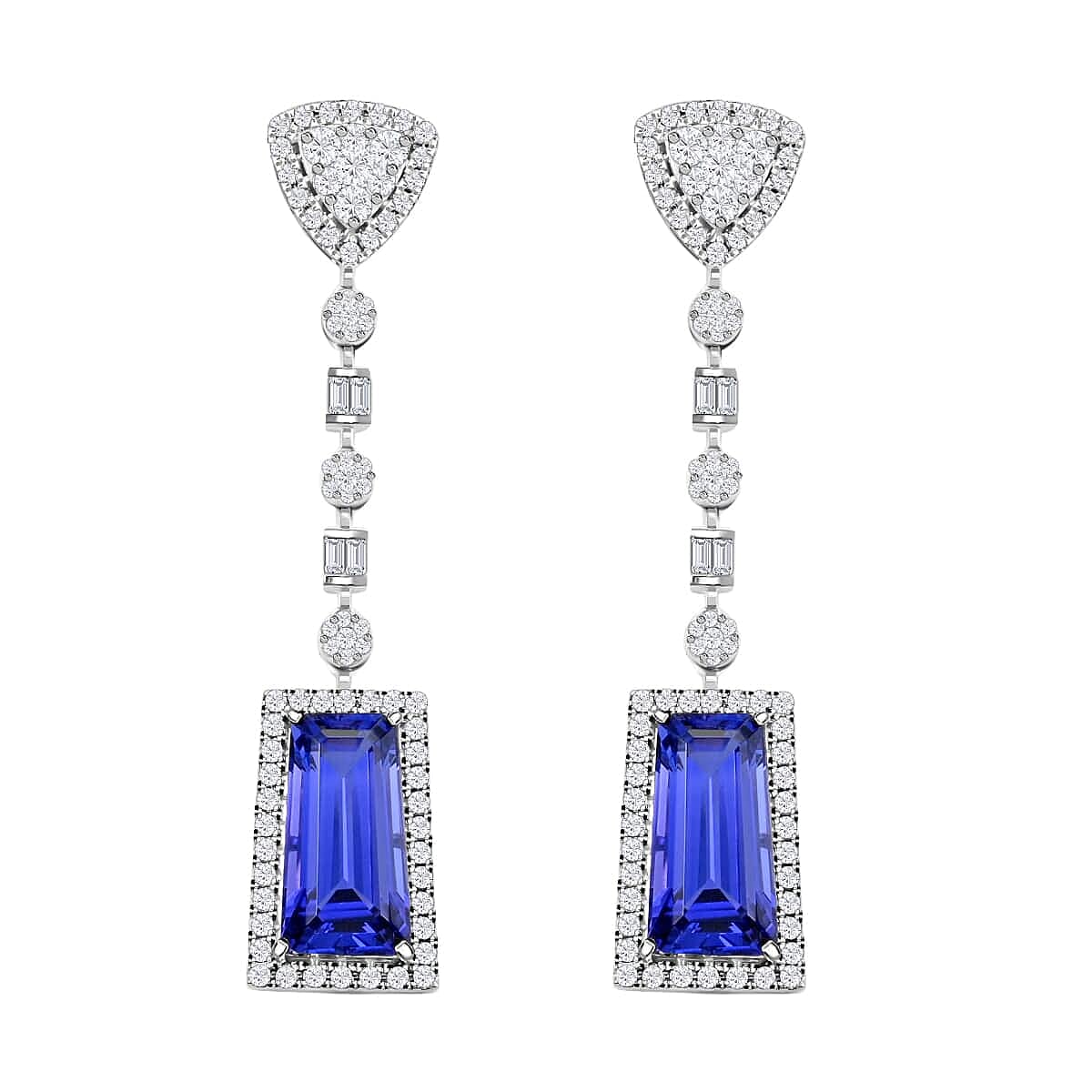 Certified &amp; Appraised RHAPSODY AAAA Tanzanite, Diamond Dangle Earrings in 950 Platinum 16 Ct. 7768924 0