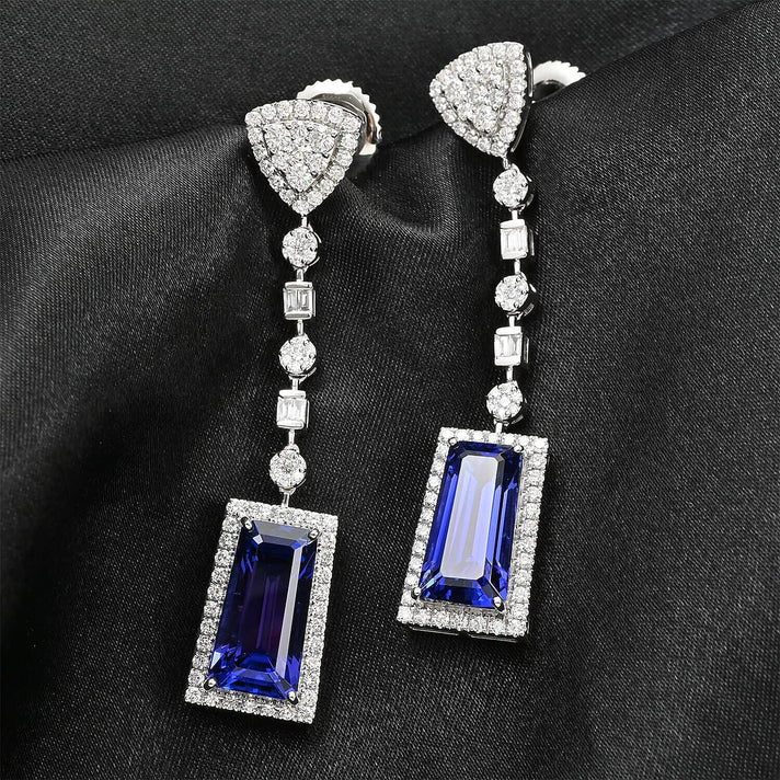 Certified &amp; Appraised RHAPSODY AAAA Tanzanite, Diamond Dangle Earrings in 950 Platinum 16 Ct. 7768924 2
