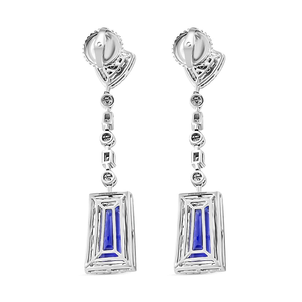 Certified &amp; Appraised RHAPSODY AAAA Tanzanite, Diamond Dangle Earrings in 950 Platinum 16 Ct. 7768924 5