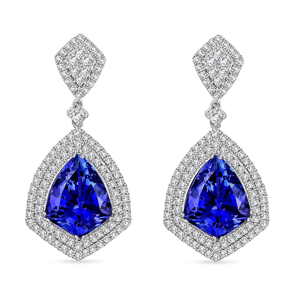 Chairmans Vault Collection - Certified and Appraised RHAPSODY 950 Platinum AAAA Tanzanite, Diamond  (VS-E-F) Earrings 17.45 ct. Pt. Wt. 18.29 Grams
