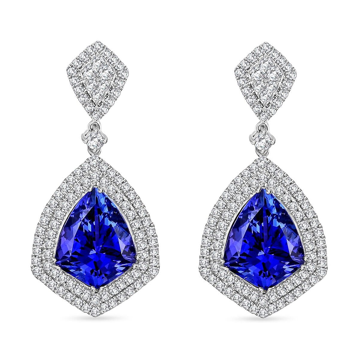 Chairman Vault: Certified and Appraised Earrings with AAAA Grade Tanzanite and Diamond Double Halo in 950 Platinum 7769074 0