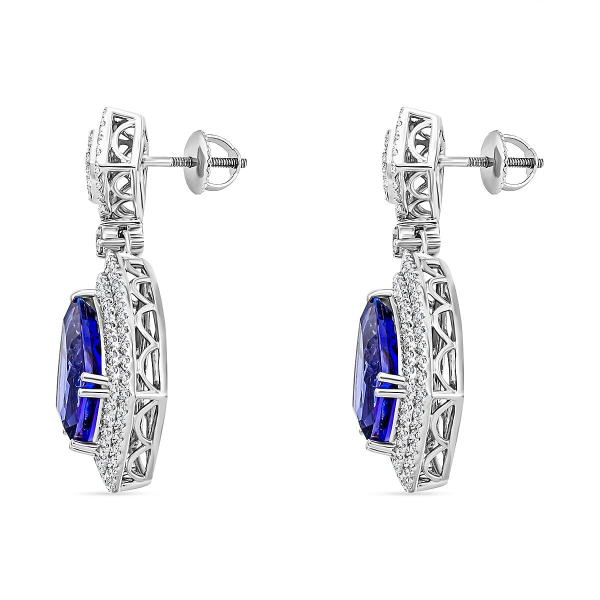 Chairman Vault: Certified and Appraised Earrings with AAAA Grade Tanzanite and Diamond Double Halo in 950 Platinum 7769074 4