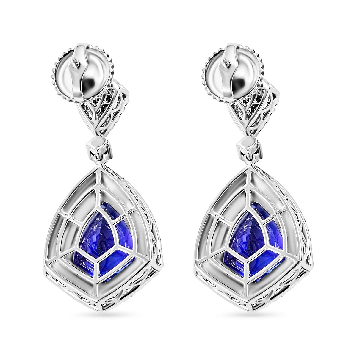 Chairman Vault: Certified and Appraised Earrings with AAAA Grade Tanzanite and Diamond Double Halo in 950 Platinum 7769074 5