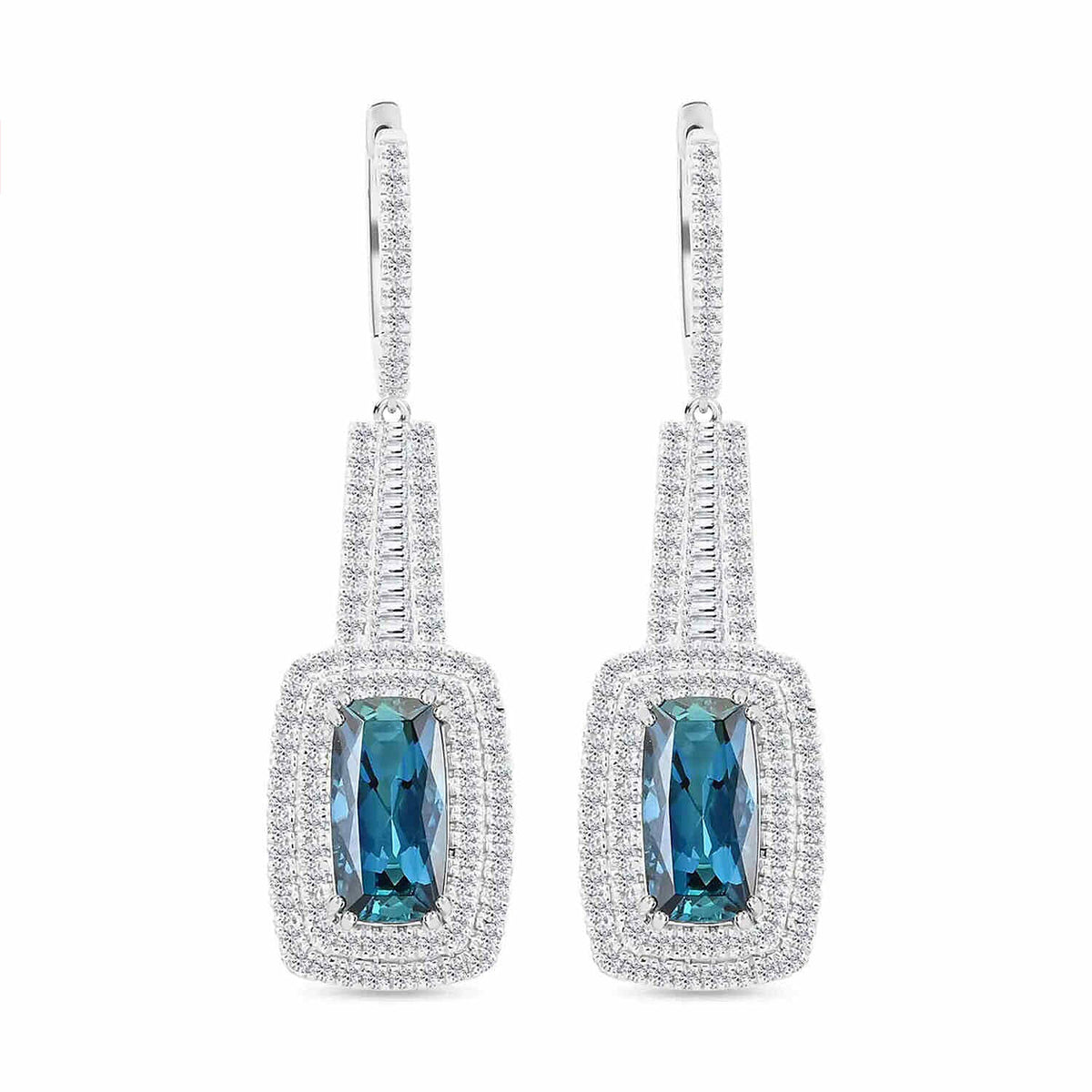 Chairman Vault Collection - Certified and Appraised RHAPSODY 950 Platinum AAAA Monte Belo Indicolite and E-F VS Diamond Double Halo Earrings 7.39 Ct 7769164 0
